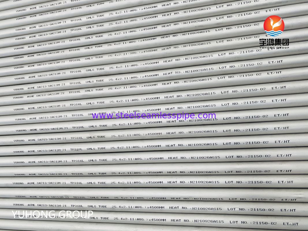 Tubo sin costura de acero inoxidable laminado en frío ASTM A213 TP316L para intercambiadores de calor de alta temperatura con resistencia a la corrosión por cloruros
