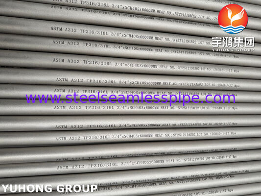 Tubo sin costura de acero inoxidable ASTM A312 TP316L / UNS S31603 / EN 1.4404 para la industria