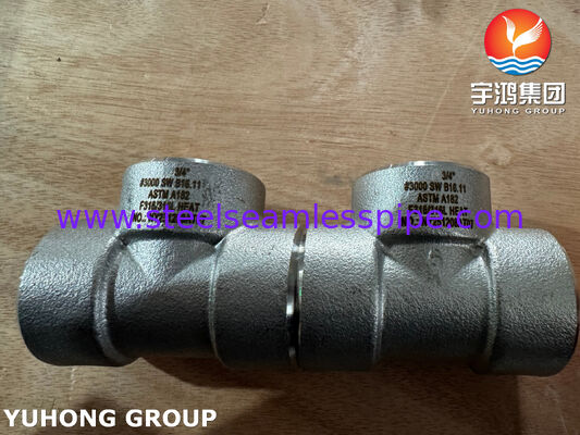 Fittings de soldadura de enchufes de acero inoxidable B16.11 Fittings forjados SW Equal Tee